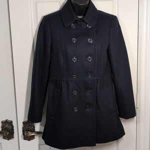 Jacob Double breasted wool blend Pea coat Women's Small blue